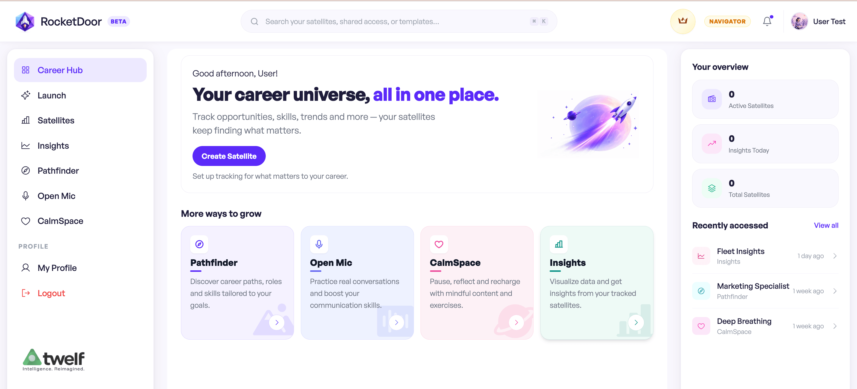 Career Hub navigator screen
